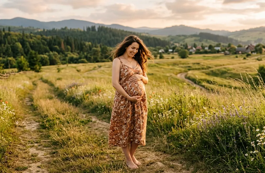 вагітна жінка в полі