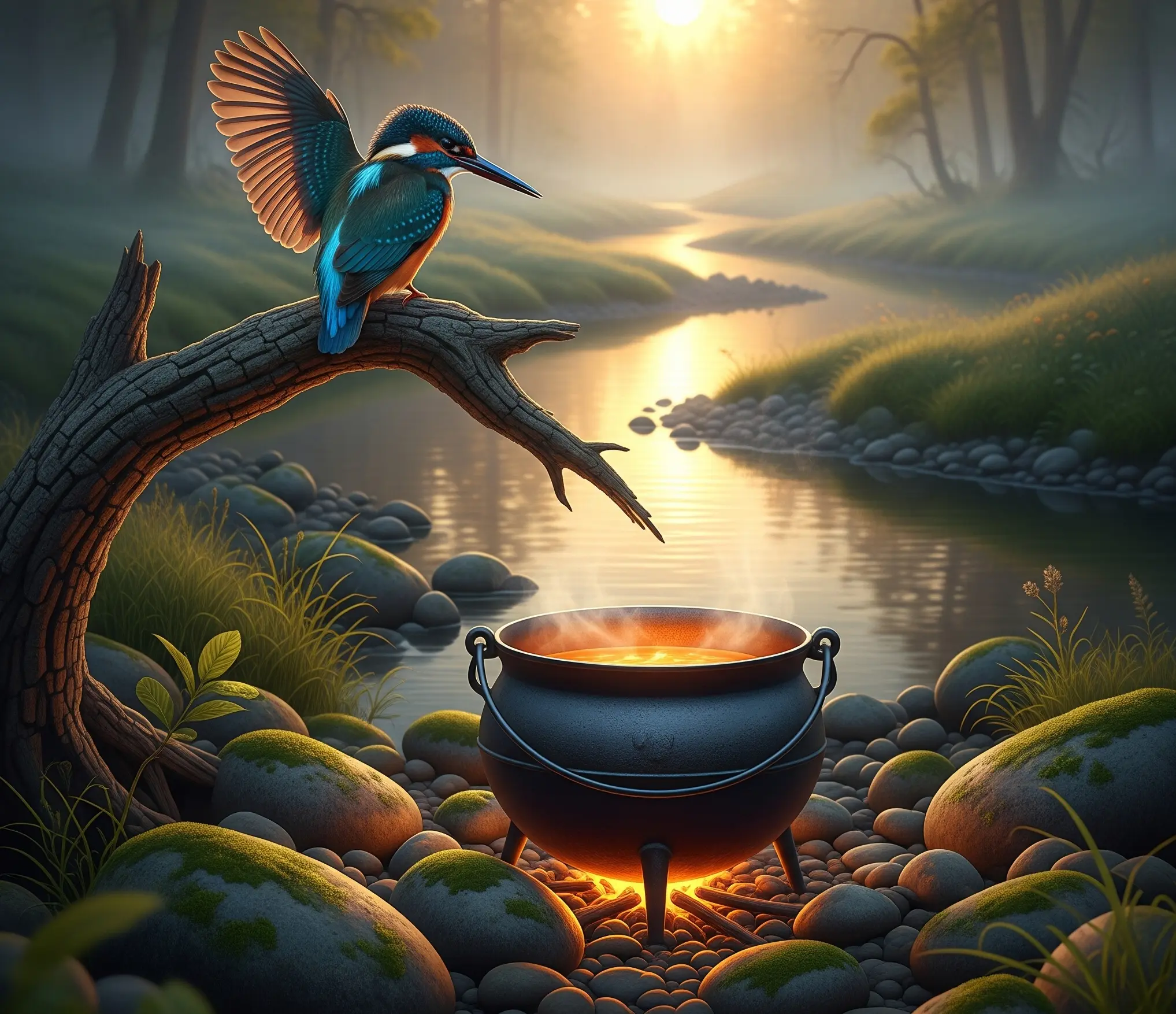 птаха річка і казан
